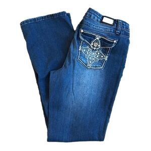 Earl Jeans Bling Back Flap Pocket Stretch Denim Bootcut Jeans Size 10